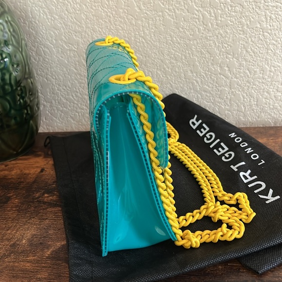 Kurt Geiger London Kensington Vinyl Shoulder Bag, teal transparent - Picture 8 of 13